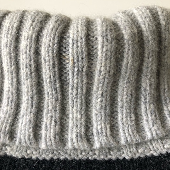 Vintage Gap Women's Black Grey Cream Striped Chunky Turtleneck Sweater S - Picture 6 of 12